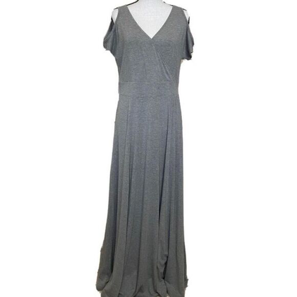 ✨Torrid Heather Gray Cold Shoulder Surplice Maxi Sz 3X Dress✨ - Picture 6 of 10